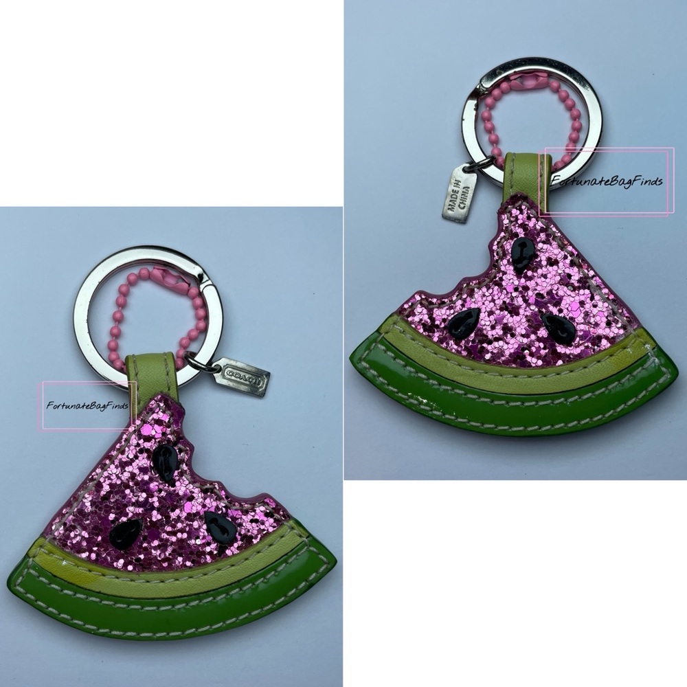 Flower Pink Coach Jelly Tabby Bag CH748 & Vintage Glitter Watermelon Charm SET - Picture 8 of 15